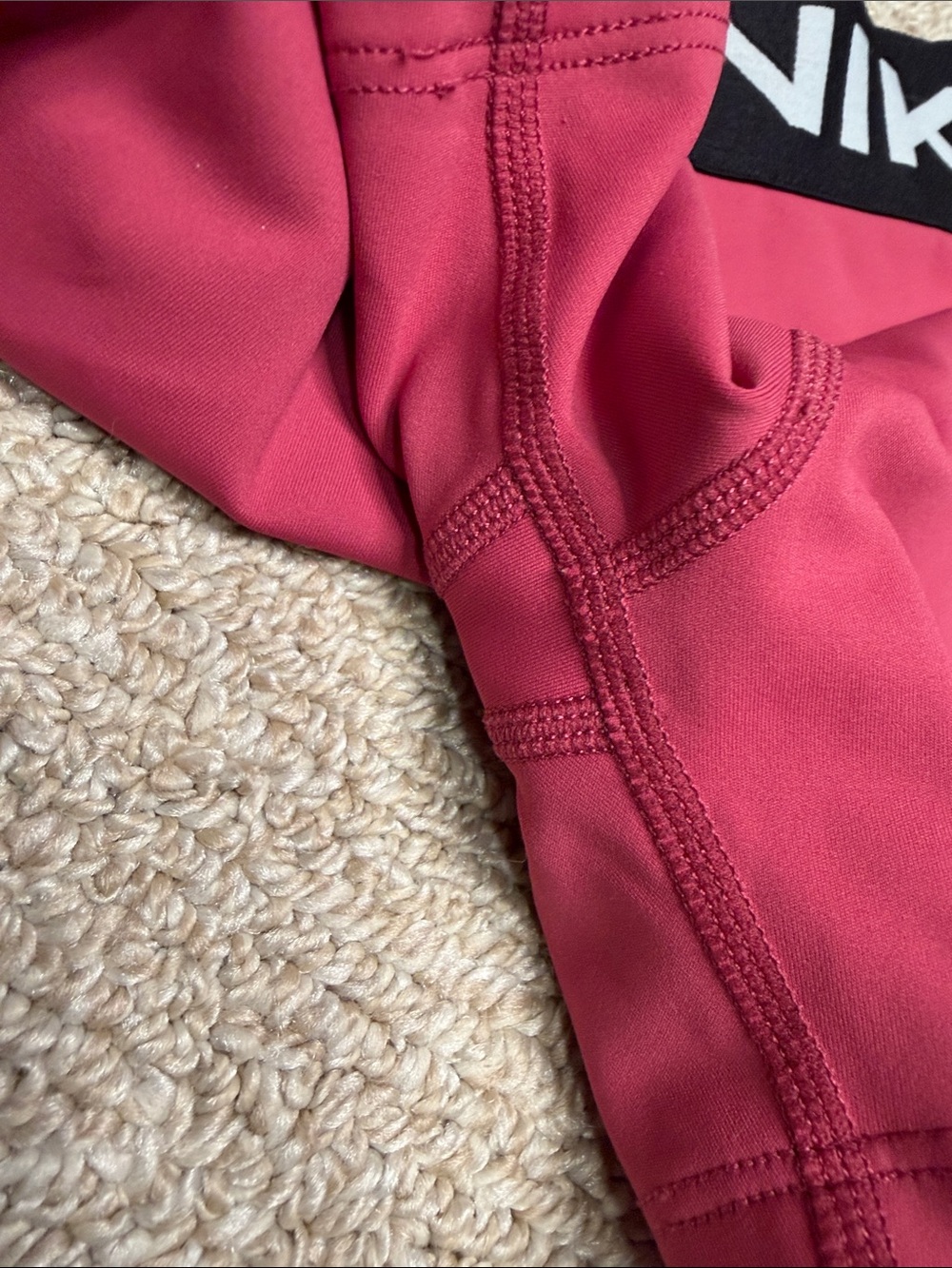 Nike Girls' Rose Pink Pro Compression Shorts with Black Elastic Waistband - Picture 2 of 5